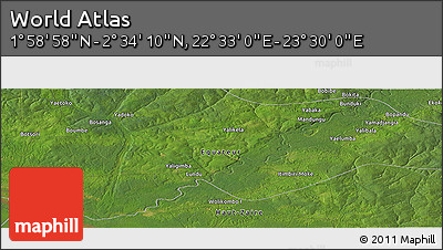 Satellite Panoramic Map of the Area around 2° 16' 34" N, 23° 1' 29" E