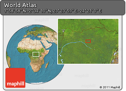 Satellite Location Map of the Area around 2° 16' 34" N, 23° 52' 30" E