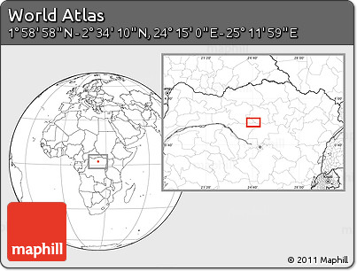 Blank Location Map of the Area around 2° 16' 34" N, 24° 43' 30" E