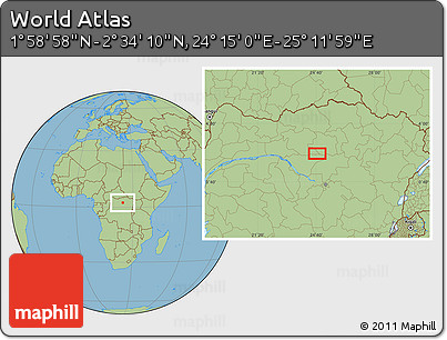 Savanna Style Location Map of the Area around 2° 16' 34" N, 24° 43' 30" E