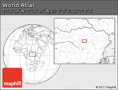 Blank Location Map of the Area around 2° 16' 34" N, 25° 34' 30" E