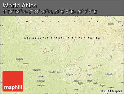 Physical Map of the Area around 2° 16' 34" N, 25° 34' 30" E