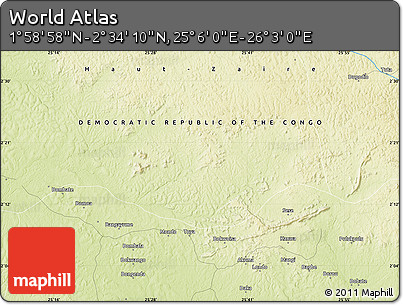 Physical Map of the Area around 2° 16' 34" N, 25° 34' 30" E
