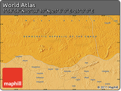 Political Map of the Area around 2° 16' 34" N, 25° 34' 30" E