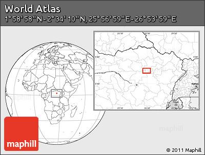 Blank Location Map of the Area around 2° 16' 34" N, 26° 25' 29" E
