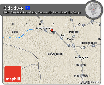 Shaded Relief Map of Ododwe