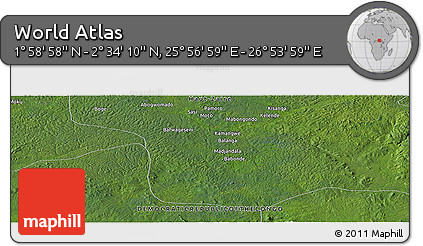 Satellite Panoramic Map of the Area around 2° 16' 34" N, 26° 25' 29" E