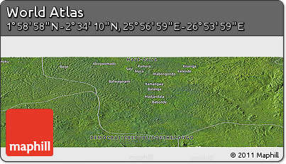 Satellite Panoramic Map of the Area around 2° 16' 34" N, 26° 25' 29" E