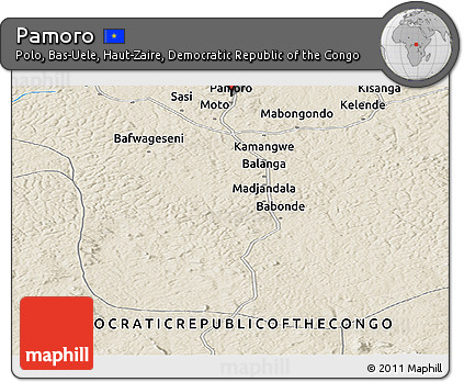 Shaded Relief Panoramic Map of Pamoro