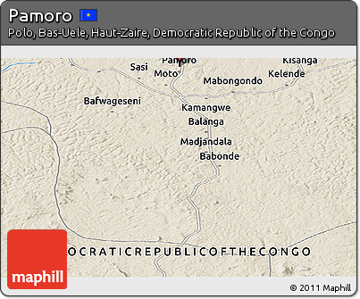 Shaded Relief Panoramic Map of Pamoro