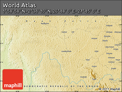 Physical Map of the Area around 2° 16' 34" N, 27° 16' 29" E