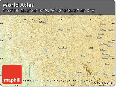 Physical Map of the Area around 2° 16' 34" N, 27° 16' 29" E