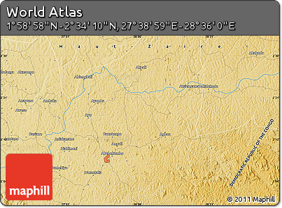 Physical Map of the Area around 2° 16' 34" N, 28° 7' 30" E