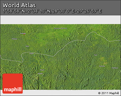 Satellite 3D Map of the Area around 2° 16' 34" N, 28° 58' 30" E