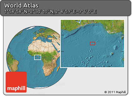 Satellite Location Map of the Area around 2° 16' 34" N, 2° 37' 30" E