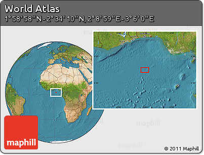 Satellite Location Map of the Area around 2° 16' 34" N, 2° 37' 30" E