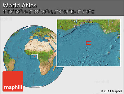 Satellite Location Map of the Area around 2° 16' 34" N, 2° 37' 30" E