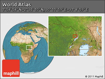 Satellite Location Map of the Area around 2° 16' 34" N, 30° 40' 29" E