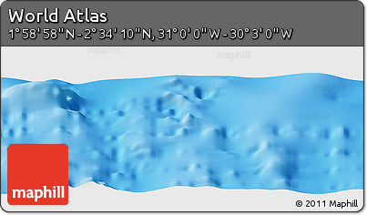 Physical Panoramic Map of the Area around 2° 16' 34" N, 30° 31' 29" W