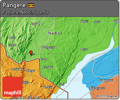 Political 3D Map of Pangere