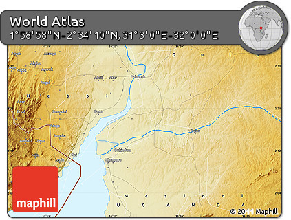 Physical Map of the Area around 2° 16' 34" N, 31° 31' 29" E