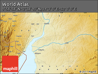 Physical Map of the Area around 2° 16' 34" N, 31° 31' 29" E