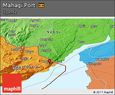 Political Panoramic Map of Mahagi Port