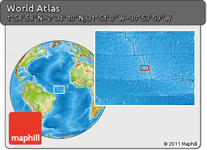 Physical Location Map of the Area around 2° 16' 34" N, 31° 22' 30" W