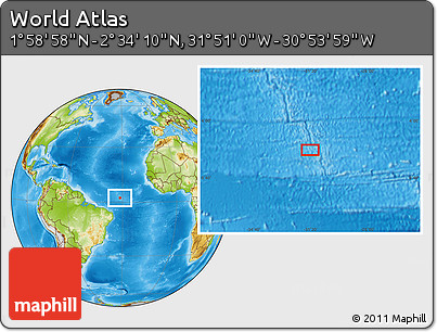 Physical Location Map of the Area around 2° 16' 34" N, 31° 22' 30" W