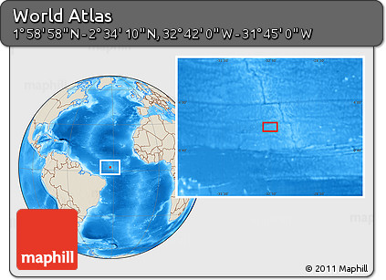 Shaded Relief Location Map of the Area around 2° 16' 34" N, 32° 13' 30" W