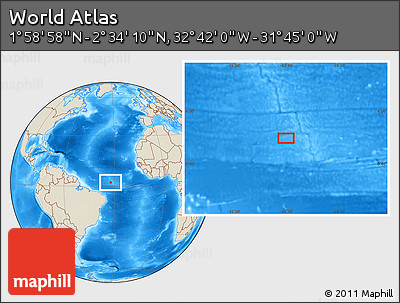 Shaded Relief Location Map of the Area around 2° 16' 34" N, 32° 13' 30" W