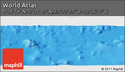 Shaded Relief Panoramic Map of the Area around 2° 16' 34" N, 33° 4' 30" W