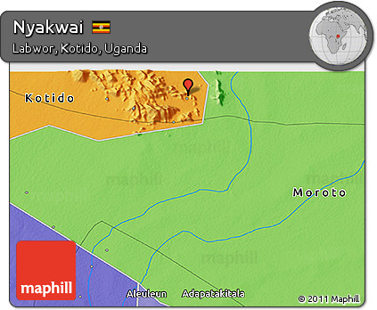 Political 3D Map of Nyakwai