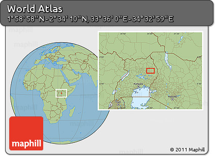 Savanna Style Location Map of the Area around 2° 16' 34" N, 34° 4' 30" E