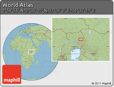 Savanna Style Location Map of the Area around 2° 16' 34" N, 34° 4' 30" E