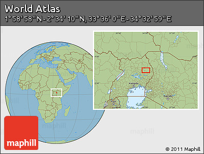 Savanna Style Location Map of the Area around 2° 16' 34" N, 34° 4' 30" E