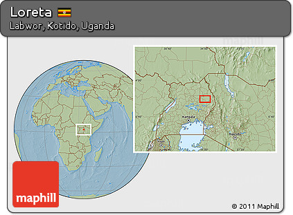 Savanna Style Location Map of Loreta, hill shading