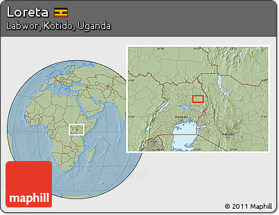 Savanna Style Location Map of Loreta, hill shading
