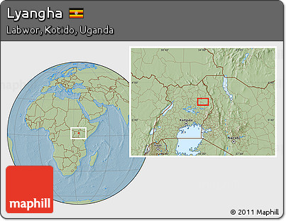 Savanna Style Location Map of Lyangha, hill shading