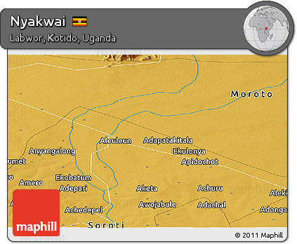 Physical Panoramic Map of Nyakwai