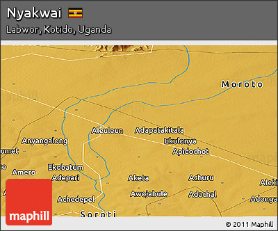 Physical Panoramic Map of Nyakwai
