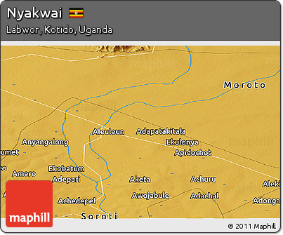 Physical Panoramic Map of Nyakwai