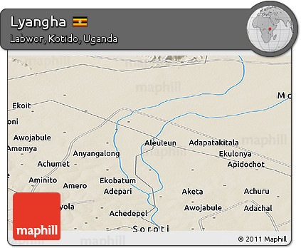 Shaded Relief Panoramic Map of Lyangha