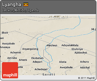 Shaded Relief Panoramic Map of Lyangha