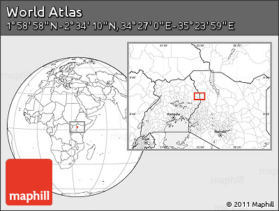 Blank Location Map of the Area around 2° 16' 34" N, 34° 55' 29" E