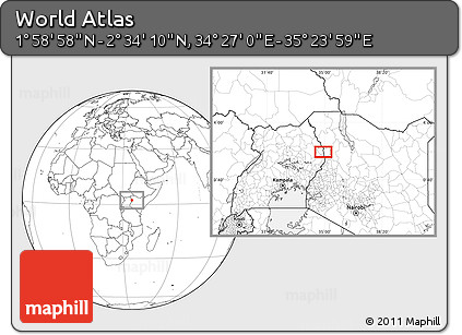 Blank Location Map of the Area around 2° 16' 34" N, 34° 55' 29" E