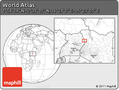 Blank Location Map of the Area around 2° 16' 34" N, 34° 55' 29" E