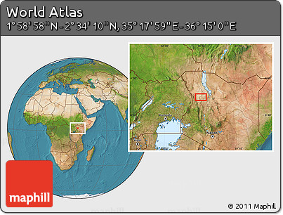 Satellite Location Map of the Area around 2° 16' 34" N, 35° 46' 29" E