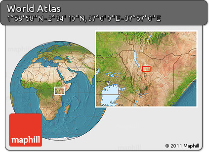Satellite Location Map of the Area around 2° 16' 34" N, 37° 28' 30" E