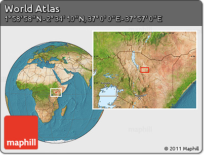 Satellite Location Map of the Area around 2° 16' 34" N, 37° 28' 30" E